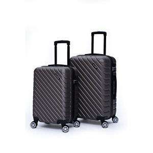 2'li Valiz Seti Orta Boy - Kabin Boy Antrasit Pro Abs 1001