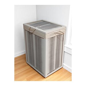 Ahşap Kirli Çamaşır Sepeti Yıkanabilir Kumaşlı