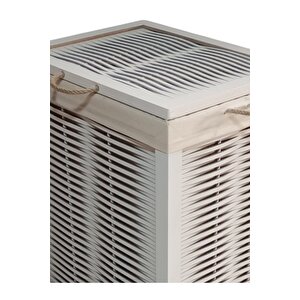 Ahşap Kirli Çamaşır Sepeti Yıkanabilir Kumaşlı