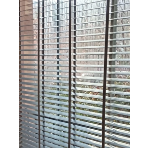 Gri Redektörlü Kurdelalı Ahşap Jaluzi 160x160 cm