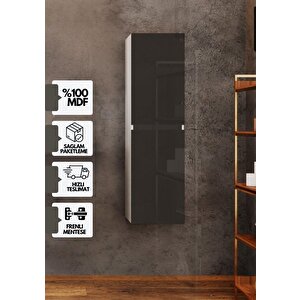 Yeni̇ Venüs Banyo Boy Dolabı, Çok Amaçlı Dolap, Antrasit, Beyaz