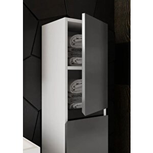 Yeni̇ Venüs Banyo Boy Dolabı, Çok Amaçlı Dolap, Antrasit, Beyaz