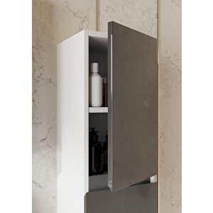 Yeni̇ Venüs Banyo Boy Dolabı, Çok Amaçlı Dolap, Antrasit, Beyaz