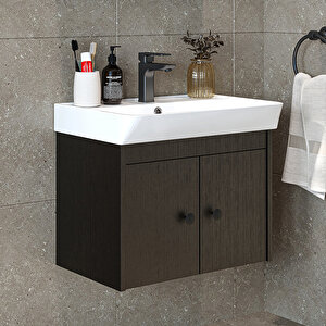 Ada Lavabolu Mat Suntalam Banyo Alt Dolabı 60 Cm Siyah