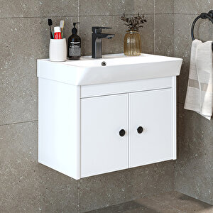 Ada Lavabolu Mat Suntalam Banyo Alt Dolabı 60 Cm Beyaz