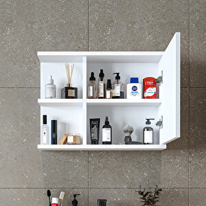 Roomart Kulpsuz Tek Kapaklı Mat Suntalam 60 Cm Aynalı Banyo Üst Dolabı