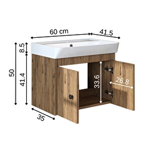 Ada Lavabolu Mat Suntalam Banyo Alt Dolabı 60 Cm Atlantik Çam