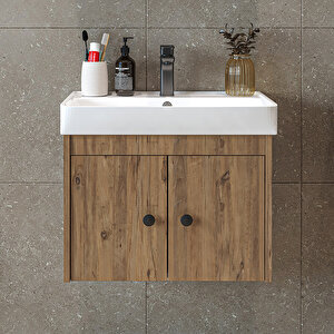 Ada Lavabolu Mat Suntalam Banyo Alt Dolabı 60 Cm Atlantik Çam