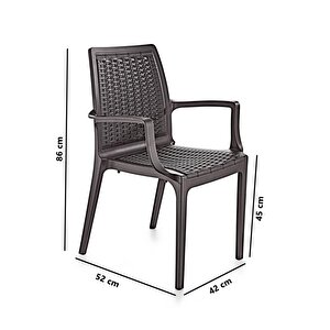 Sy-2524 Örgü Desenli Rattan Bahçe Koltuk Sandalye 4'lü Set Kahverengi