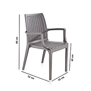 Sy-2524 Örgü Desenli Rattan Bahçe Koltuk Sandalye 4'lü Set Açık Duman Grisi