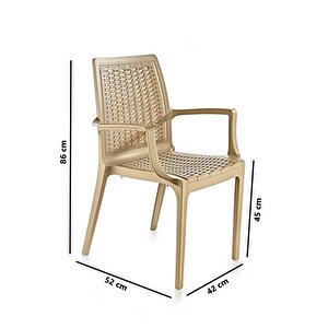 Sy-2524 Örgü Desenli Rattan Bahçe Koltuk Sandalye 4'lü Set Bej