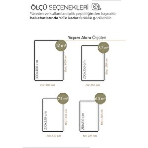 Carnival Krem Halı Yolluk Geometrik Desen Dokuma Şönil Halı Yıkanabilir Mutfak Halısı 230x310 cm