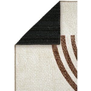 Cool Halı Carnival Krem Halı Yolluk Geometrik Desen Dokuma Şönil Halı Yıkanabilir Mutfak Halısı