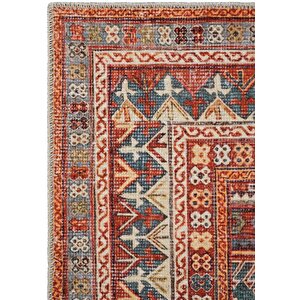 Private Turuncu Eskitme Vintage Halı Etnik Dokuma Şönil Halı Yıkanabilir Salon Halısı 230x310 cm