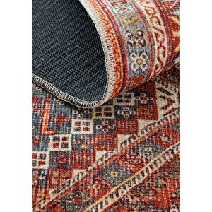 Cool Halı Private Turuncu Eskitme Vintage Halı Etnik Dokuma Şönil Halı Yıkanabilir Salon Halısı
