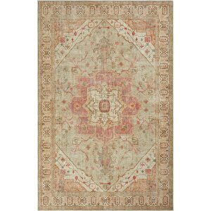 Private Bej Eskitme Vintage Halı Etnik Otantik Dokuma Şönil Halı Yıkanabilir Salon Halısı 230x310 cm