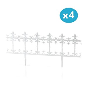 Sy-5990 Klasik Plastik Bahçe Çiti 86x38 Cm 4'lü Set 1001 Beyaz
