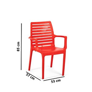 Sy-2503 Plastik Adam Bahçe Koltuk Sandalye 4'lü Set Kırmızı