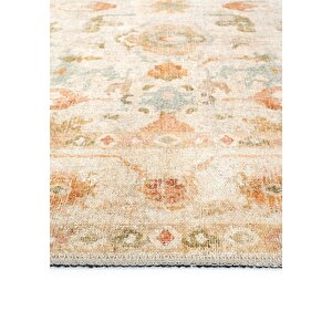 Cool Halı Private Bej Eskitme Vintage Halı Etnik Otantik Dokuma Şönil Halı Yıkanabilir Salon Halısı