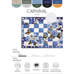 Carnival Renkli Mutfak Halısı Çiçek Figürlü Mac Kenzie Dama Desenli Yıkanabilir Şönil Halı 250x350 cm