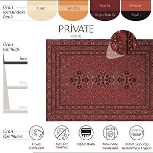 Cool Halı Private Bordo Eskitme Vintage Halı Etnik Desen Otantik Şönil Halı Yıkanabilir Salon Halısı