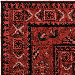 Cool Halı Private Bordo Eskitme Vintage Halı Etnik Desen Otantik Şönil Halı Yıkanabilir Salon Halısı