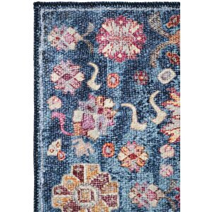Private Mavi Eskitme Vintage Halı Çiçek Otantik Dokuma Şönil Halı Yıkanabilir Salon Halısı 230x310 cm