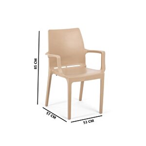 Sy-2502 Plastik Eve Bahçe Koltuk Sandalye 4'lü Set Bej