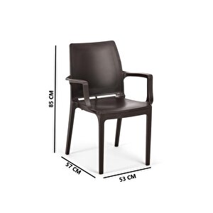 Sy-2502 Plastik Eve Bahçe Koltuk Sandalye 4'lü Set Kahverengi