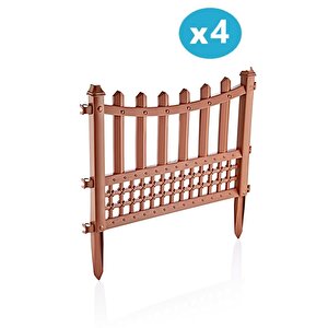 Sy-5998 Elite Plastik Dekoratif Bahçe Çiti 4'lü Set 60x55 Cm Kahverengi