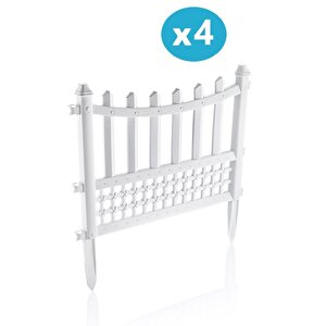 Sy-5998 Elite Plastik Dekoratif Bahçe Çiti 4'lü Set 60x55 Cm Beyaz