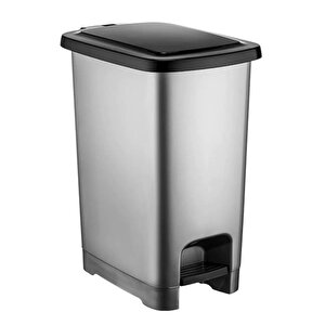 Sy4284 60 Lt Slim Pedallı Gri Plastik Çöp Kova Siyah Kapak