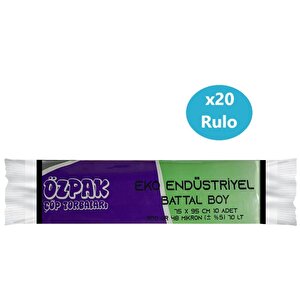 Özpak Eko End Battal Boy Çöp Poşeti 75x95cm 20 Rulo 200 Ad 6kg Siyah