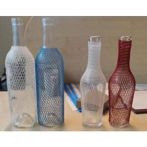 Şişe, Metal, Cam, Kavanoz Koruma Filesi,  5cm Den 9 Cm Genişler, 25cm Kesilmiş, 100 Adet, Şeffaf Renk Şeffaf
