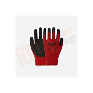 Rtrmax Rh19822 Rt3 No:10 Nitril Kaplı Polyester Zebra Kırmızı Örgü Eldiven