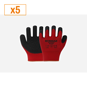 Rtrmax Rh19822 Rt3 No:10 Nitril Kaplı Polyester Zebra Kırmızı Örgü Eldiven (x5)