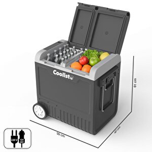 Coolist Clk65w 12/24volt 220volt 65 Litre Çift Bölmeli Tekerlekli Outdoor Kompresörlü Oto Buzdolabı/dondurucu