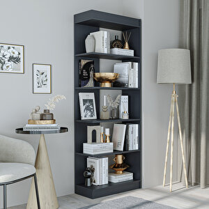 Roomart Flat Çok Raflı Kitaplık, Dekoratif Kitaplık, Geniş Kitaplık, Kütüphane