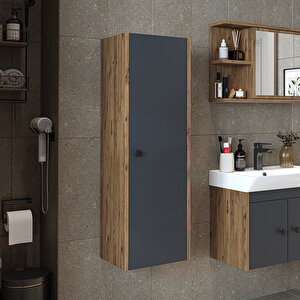 Ada Banyo Dolabı Mat Suntalam 110 Cm Banyo Boy Dolabı Atlantik Çam Antrasit