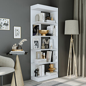 Roomart Flat Çok Raflı Kitaplık, Dekoratif Kitaplık, Geniş Kitaplık, Kütüphane