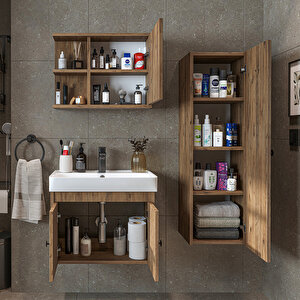 Roomart Ada Lavabolu Banyo Alt Dolabı + Banyo Üst Dolabı + Banyo Boy Dolabı