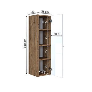Ada Banyo Dolabı Mat Suntalam 110 Cm Banyo Boy Dolabı Atlantik Çam - Beyaz