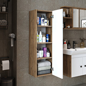 Ada Banyo Dolabı Mat Suntalam 110 Cm Banyo Boy Dolabı Atlantik Çam - Beyaz