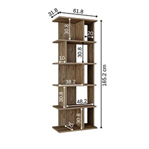 Mono Çok Raflı Kitaplık, Dekoratif Kitaplık, Geniş Kitaplık, Kütüphane Atlantik Çam
