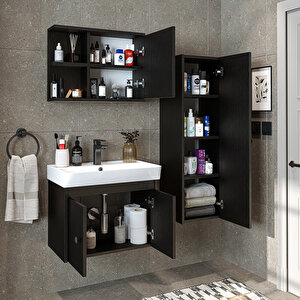Roomart Ada Lavabolu Banyo Alt Dolabı + Banyo Üst Dolabı + Banyo Boy Dolabı