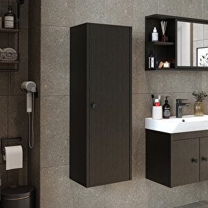 Ada Banyo Dolabı Mat Suntalam 110 Cm Banyo Boy Dolabı Siyah
