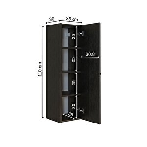 Ada Banyo Dolabı Mat Suntalam 110 Cm Banyo Boy Dolabı Siyah
