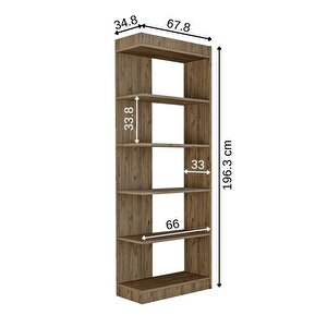 Flat Çok Raflı Kitaplık, Dekoratif Kitaplık, Geniş Kitaplık, Kütüphane Atlantik Çam