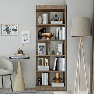 Flat Çok Raflı Kitaplık, Dekoratif Kitaplık, Geniş Kitaplık, Kütüphane Atlantik Çam