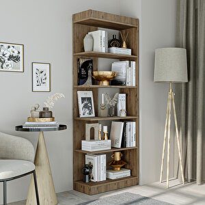 Roomart Flat Çok Raflı Kitaplık, Dekoratif Kitaplık, Geniş Kitaplık, Kütüphane